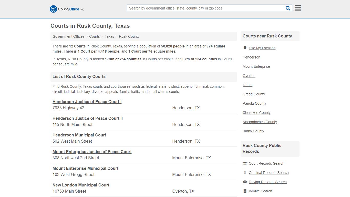 Courts - Rusk County, TX (Court Records & Calendars)